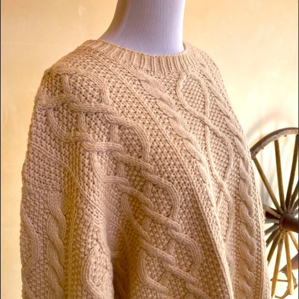 J.CREW Handknit Soft Heavy Preppy 100% Lambs Wool Cable Knit Sweater Men’s Sz XL - Picture 6 of 10